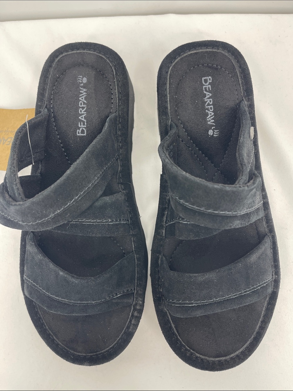 BEAR PAW Black Suede Platform Slide Sandals WOMENS SIZE 42 NWT - Picture 3 of 7
